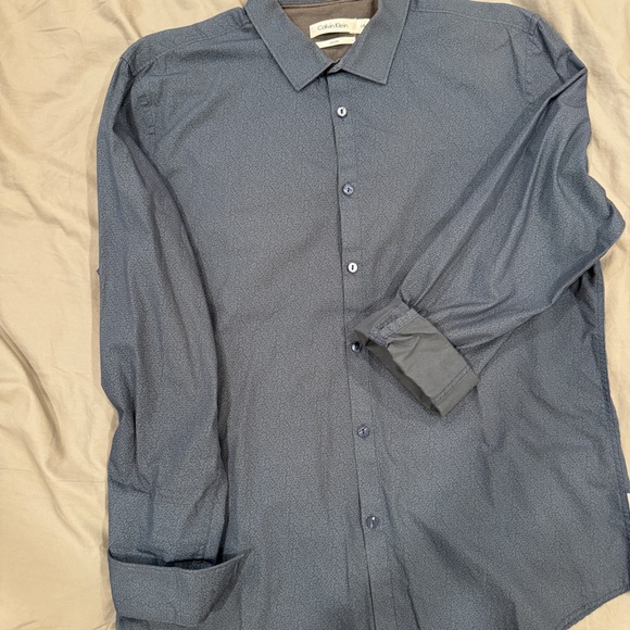 Calvin Klein SLIM FIT blue button down shirt long sleeve - Picture 7 of 7